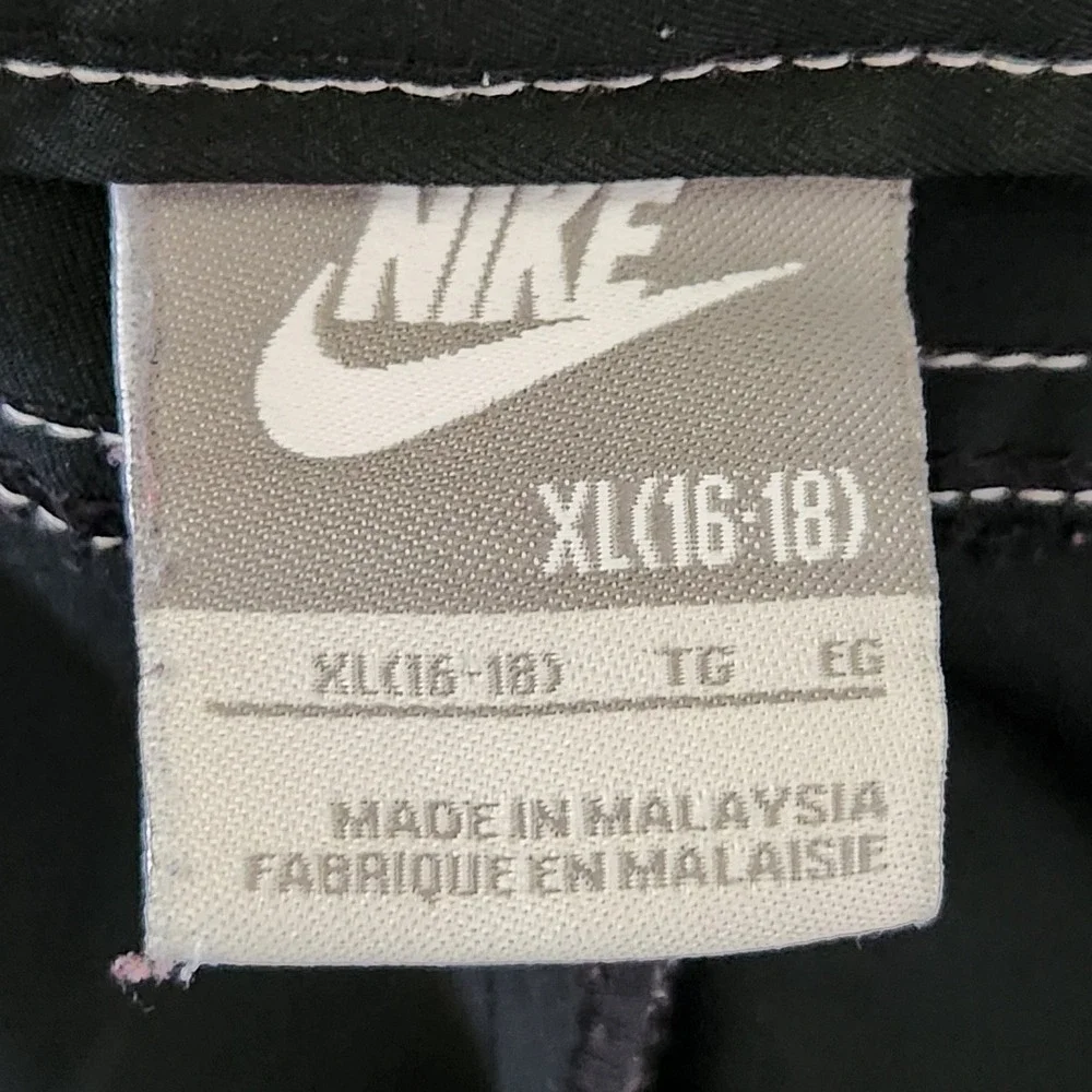 Nike Heritage Sportswear Bootcut Pants Womens XL Black Y2K Contrast‎ Stitch